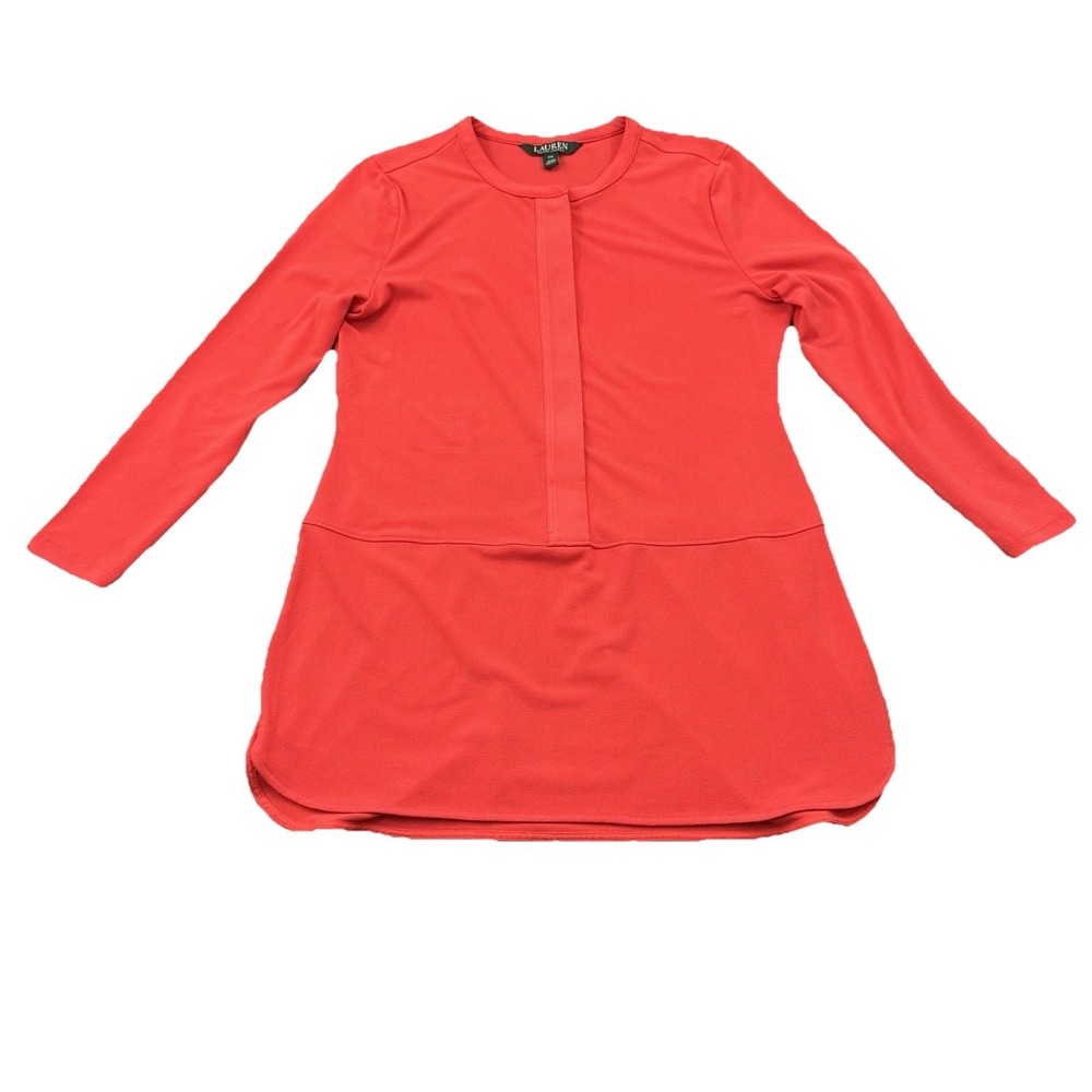 Lauren Ralph Lauren Red Tunic Top Women's Petite Small Elevated Casual - Picture 2 of 8